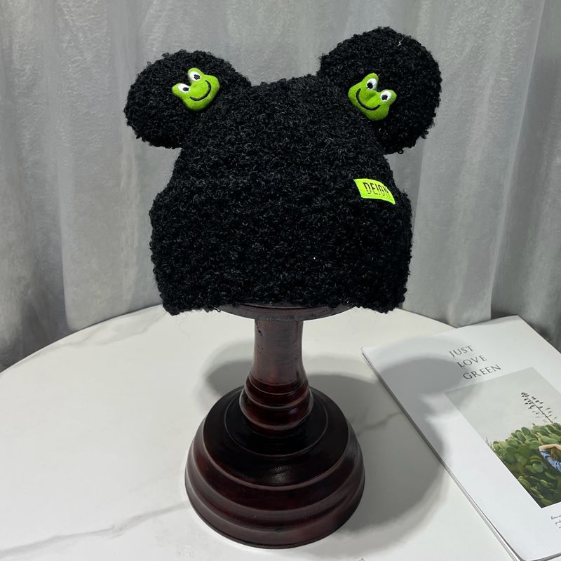 Japanese Cartoon Cute Frog Lambswool Bun Head Hat