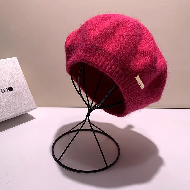 Knitted Gray Beret Women's Winter Warm
