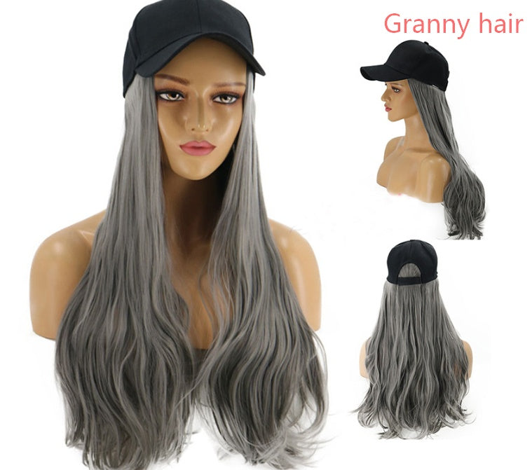 Hat wig one female wig female long hair natural fashion long curly hair big wave