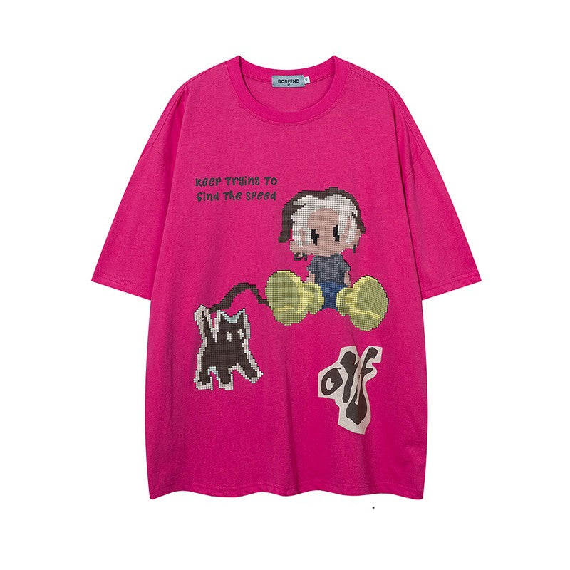 Cute American Cartoon Printed T-shirt