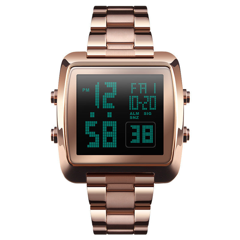 Fashion Men's Electronic Sport Watch Waterproof Stainless Steel Belt 9