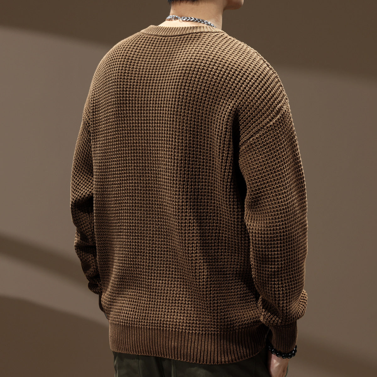 Tyknål Retro Herre Løstsiddende Rundhalset Sweater