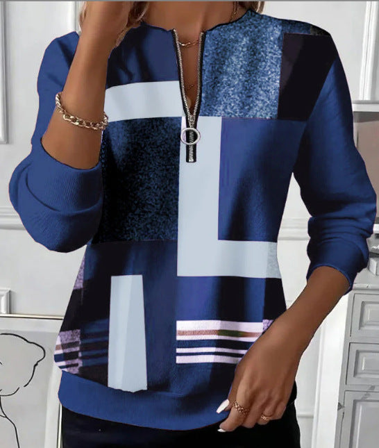 Women's Loose And Casual Printed Long-sleeved Top