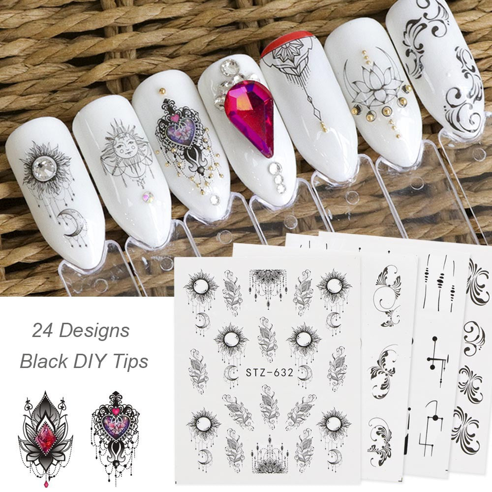 Nail Hot Watermark Stickers Suit Butterfly Fruit Lace Colorful Flowers Gold And Silver Gilding