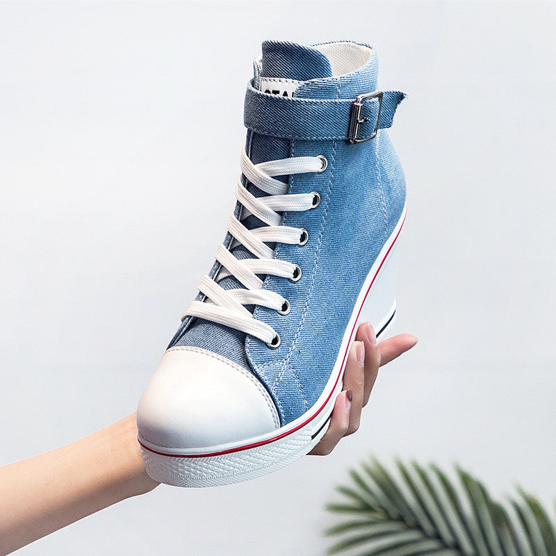 Women's New Side Zipper Wedges Canvas Shoes