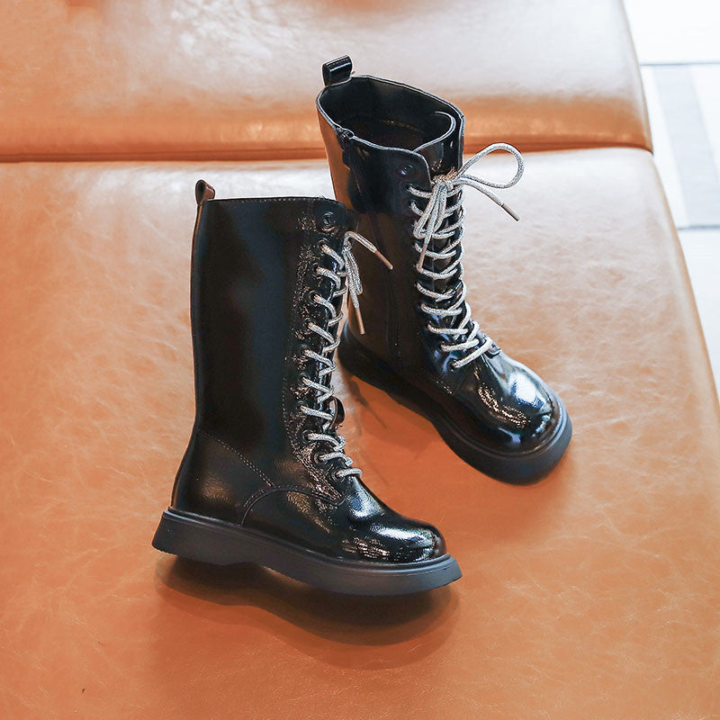High-Top Girls Long Martin Leather Boots