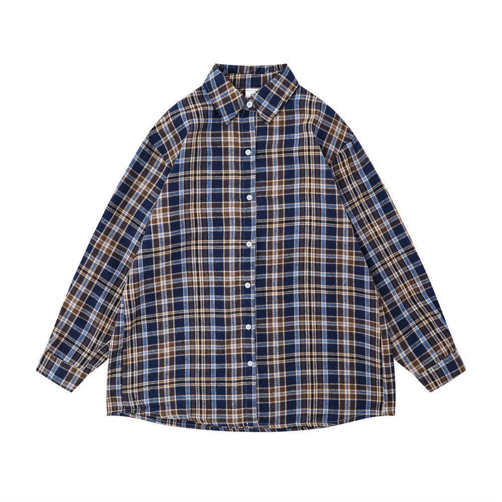 American Retro Casual Plaid Long Sleeve Shirt
