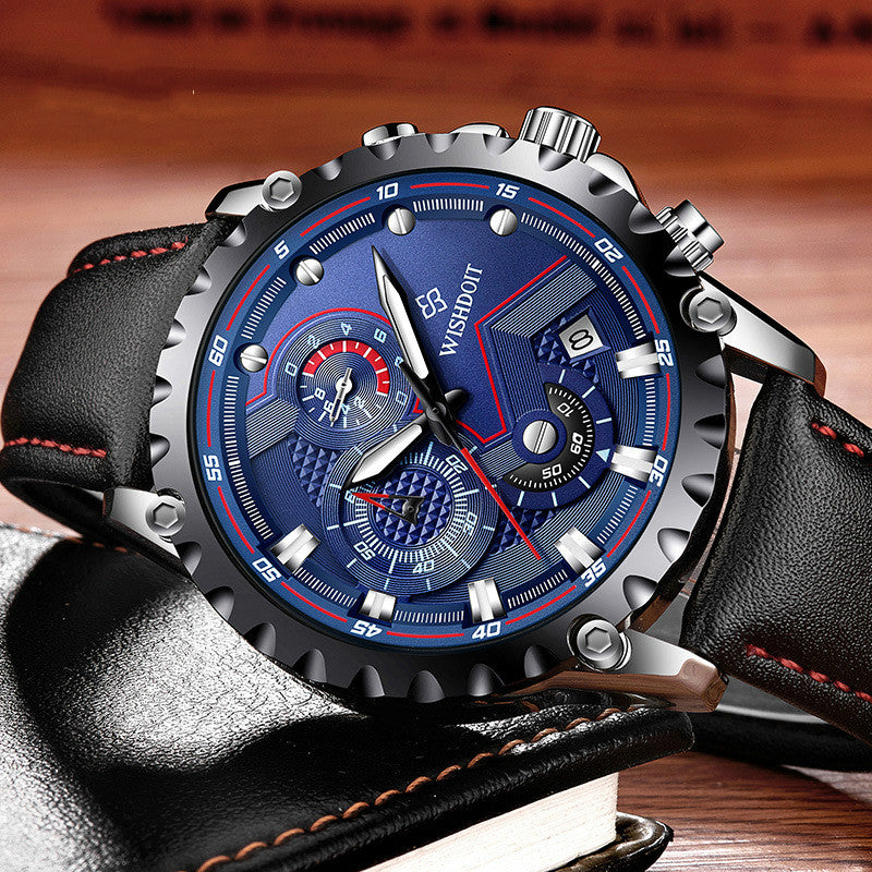Men's quartz wrist watch with stainless steel belt