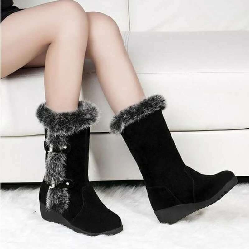 Women's Wedge Heel And Velvet Sleeve Snow Boots