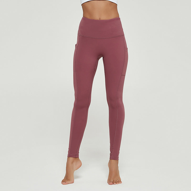 Peach hip stretch fitness nude pocket yoga pants