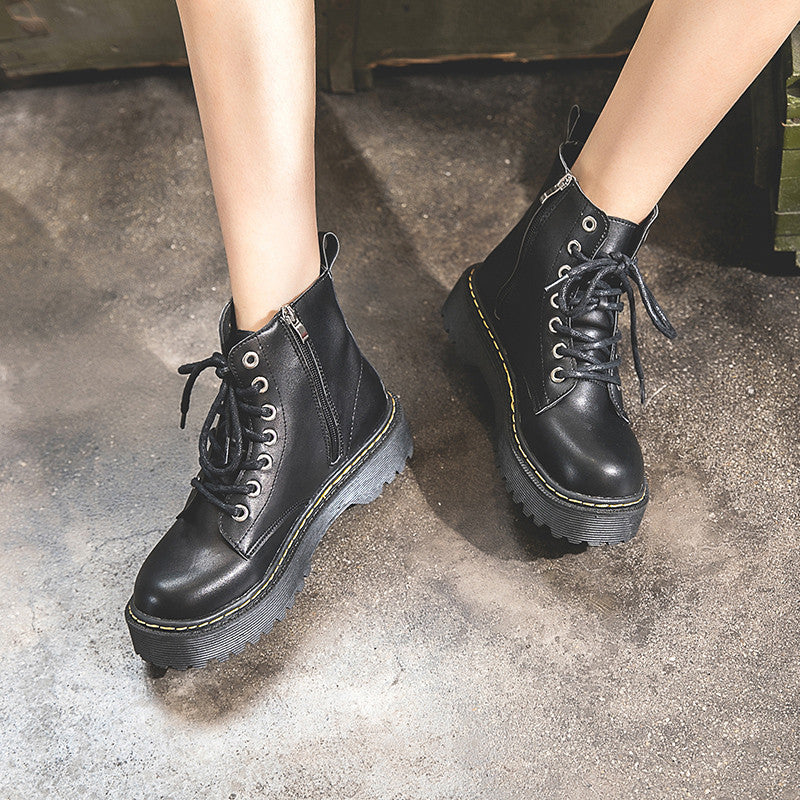 Retro British Style High-top Korean Women's Boots