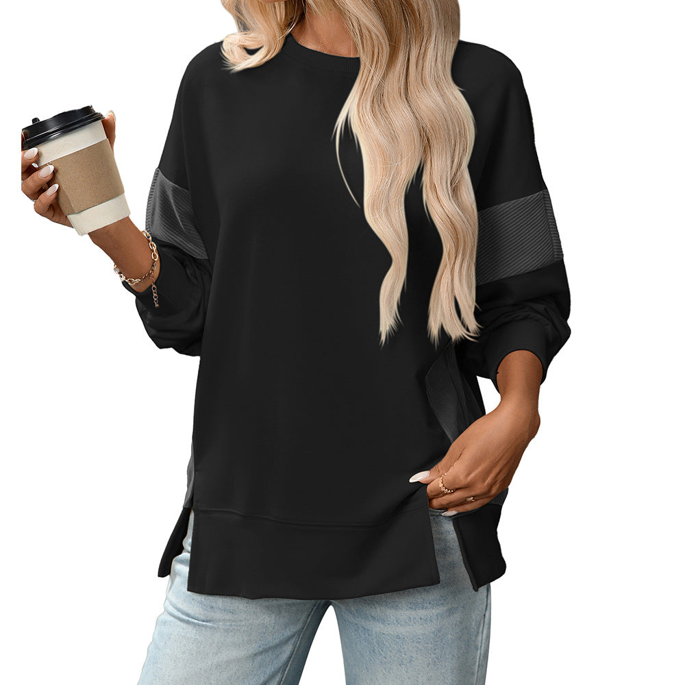 Rund Hals Multicolor Rund Hals All-match Afslappet Løs Sweatshirt