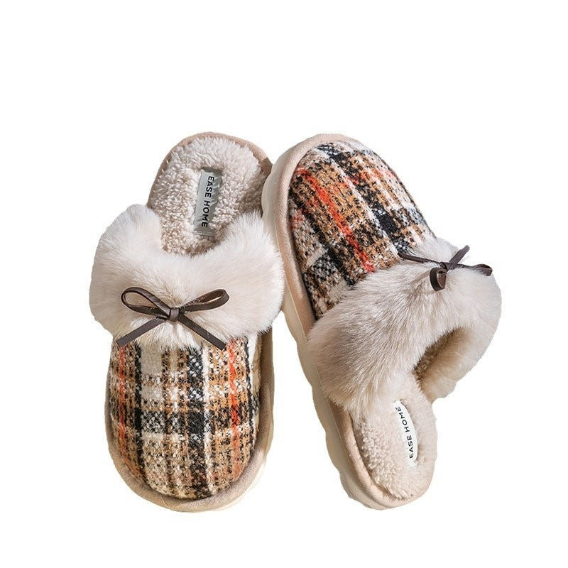 Cute Four Seasons Home Non-slip Plush Cotton Slippers Women