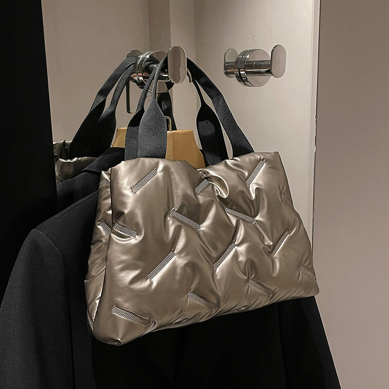 Simple Brightening Down Cotton Filled Tote Bag