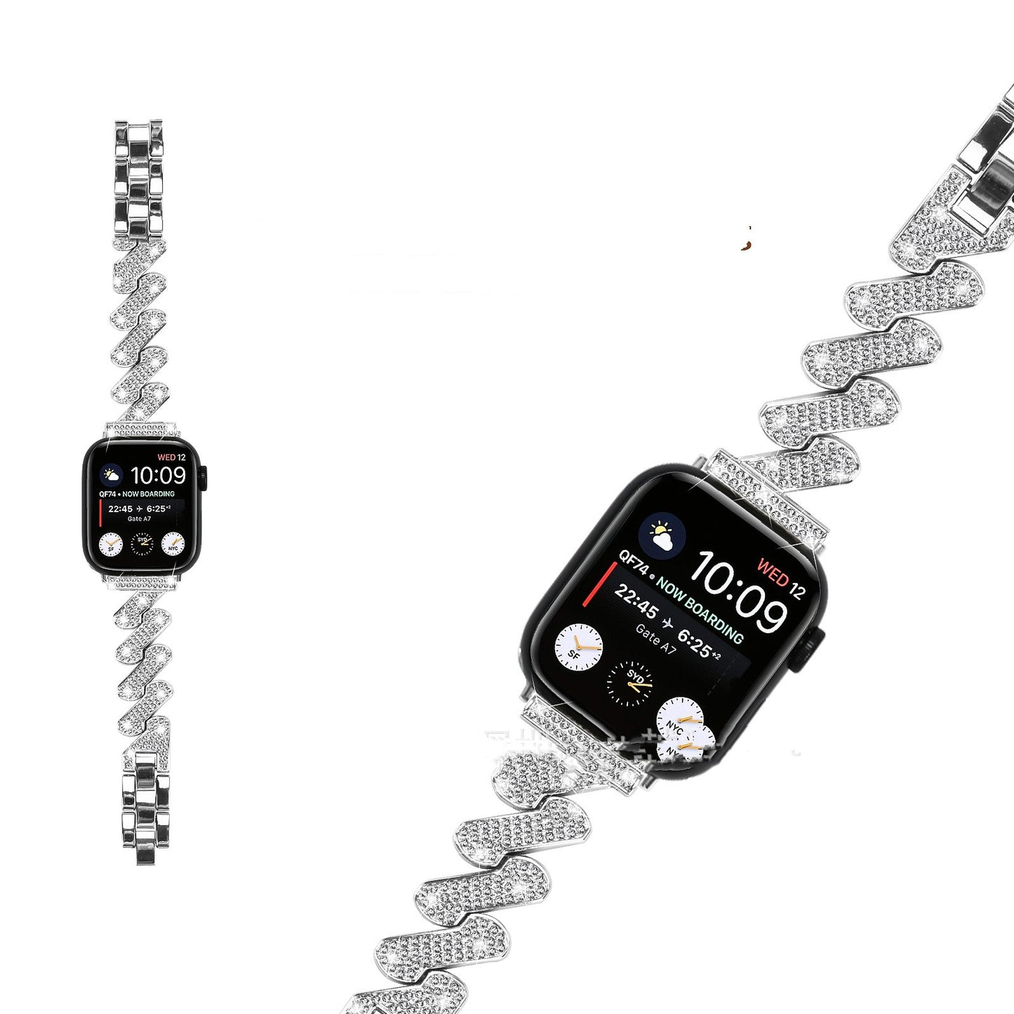 Diamond-embedded Smart Watch Band 7-word