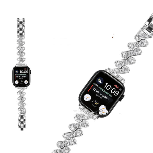 Diamond-embedded Smart Watch Band 7-word