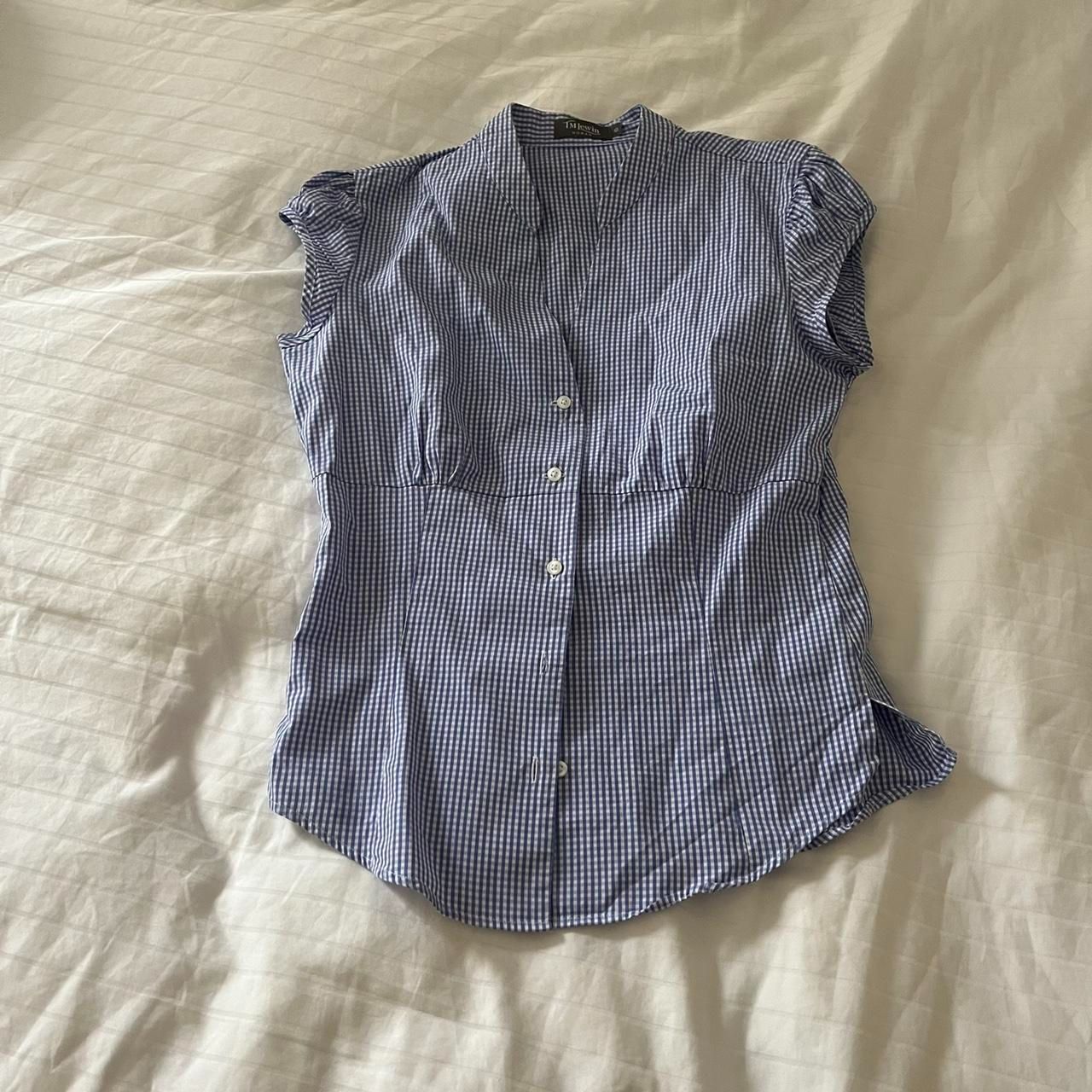 Red And White Short Sleeve Plaid Shirt Women