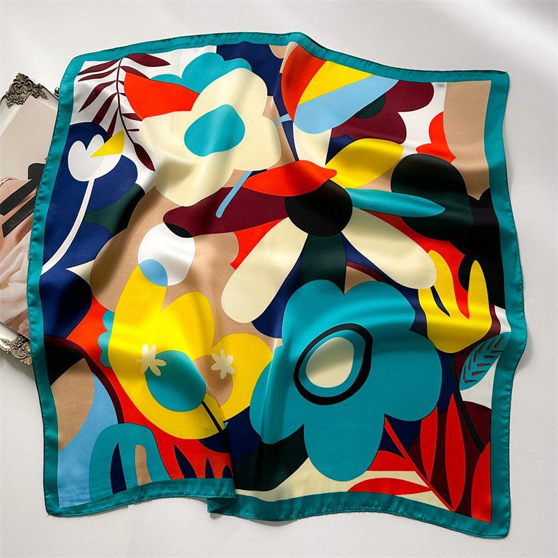 New Dopamine-print Silk Scarf For Women