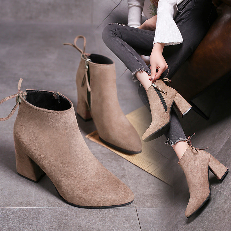 European And American Martin Boots Pointed High Heels Plus Size Women