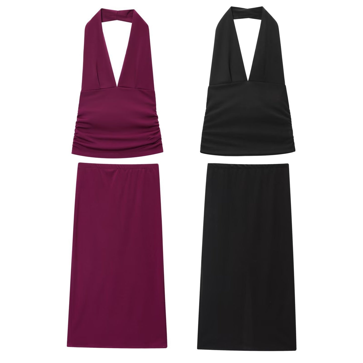 European And American Women's Fashion Elastic Midi Skirt