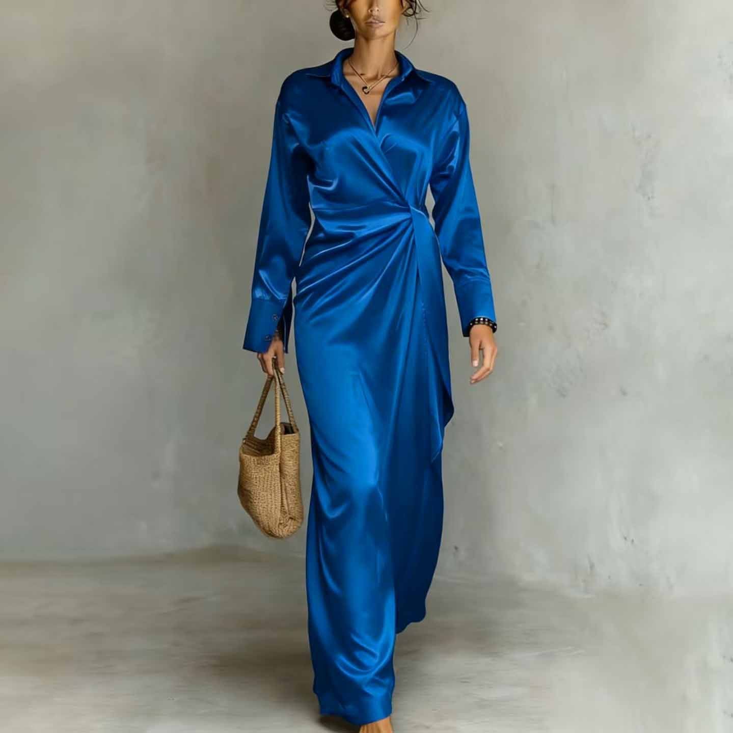 Womens High-waisted Satin Dress