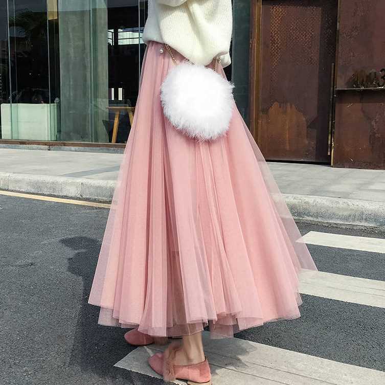 Tulle Skirt Women's Tulle Large Swing Student Skirt 3-layer