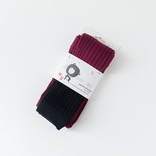 Children's Stitching Knit Socks Cropped Trousers Vertical Strips