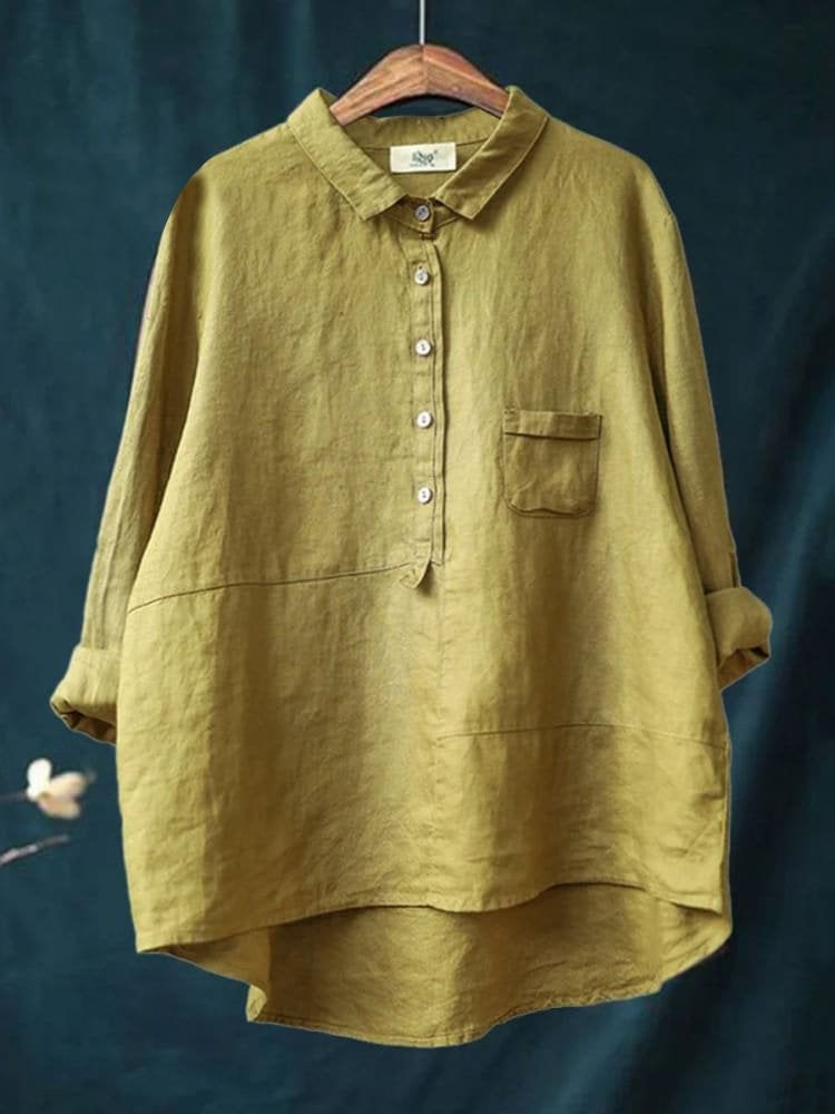 Chinese Style Bamboo Linen Printed Fashion Polo Collar Shirt