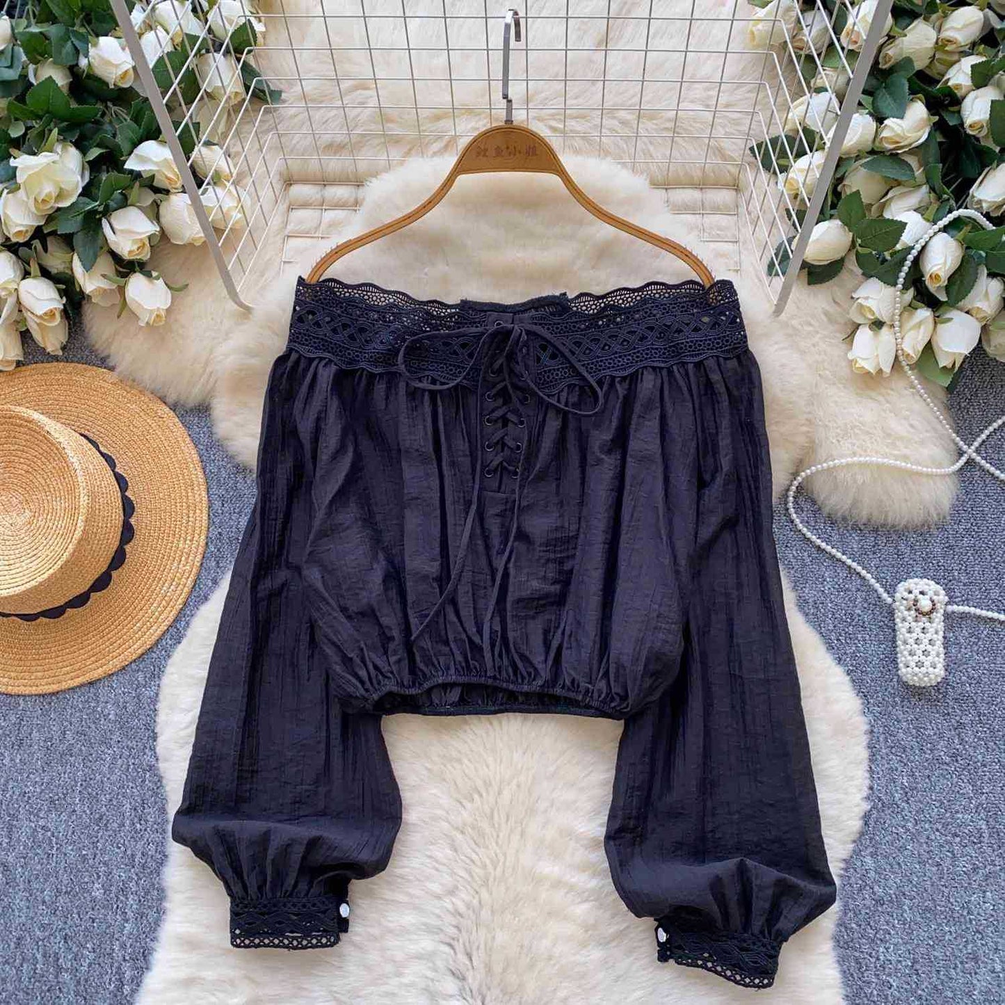 Stylish Cleverly Designed Off-Shoulder Long-Sleeve Shirt For Women