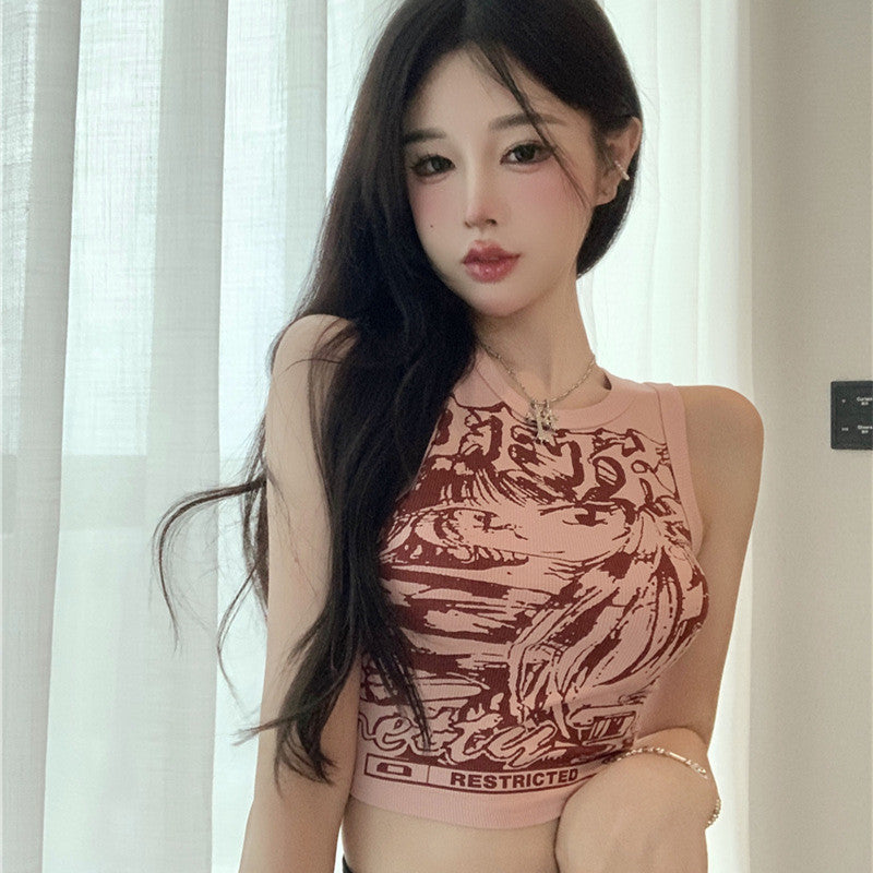 Vintage Spicy Girl Slim Fit Tank Top With Strap Vest
