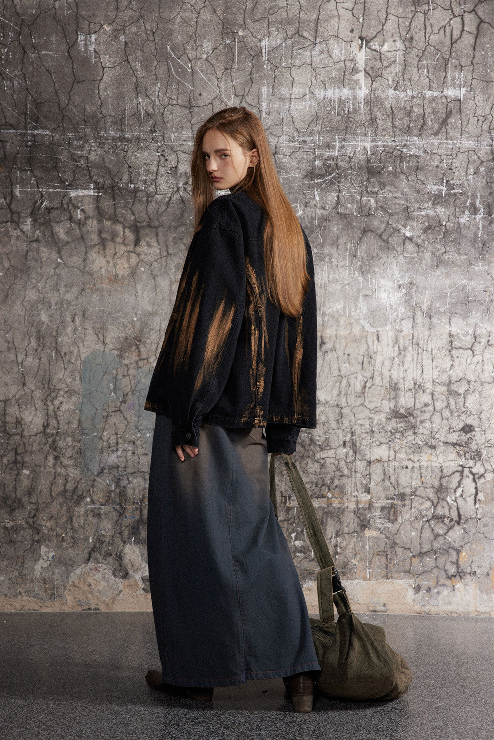 High Street Design Sense Niche Tie-dyed Loose Lapels Zipper Jacket