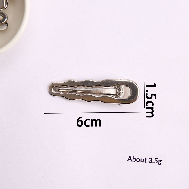 Simple Metal Silver Hair Clip Side-style
