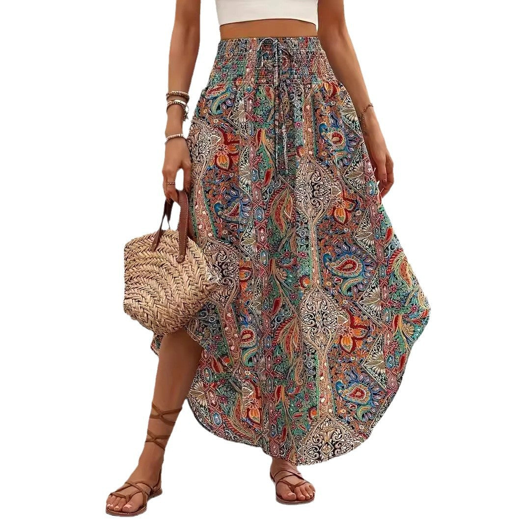 Plisseret A-formet nederdel med personligt print – casual