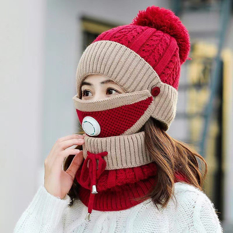 New Women's Fleece Thickened Warm Knitted Wool Hat