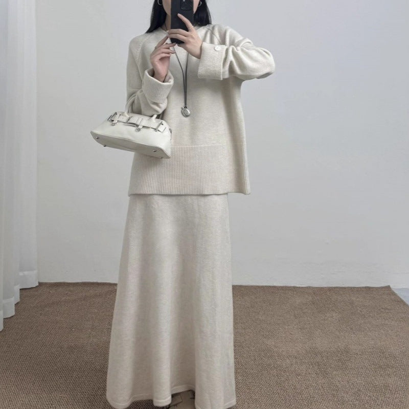 Fashion Casual Dress Long Sleeve Two-piece Sweater