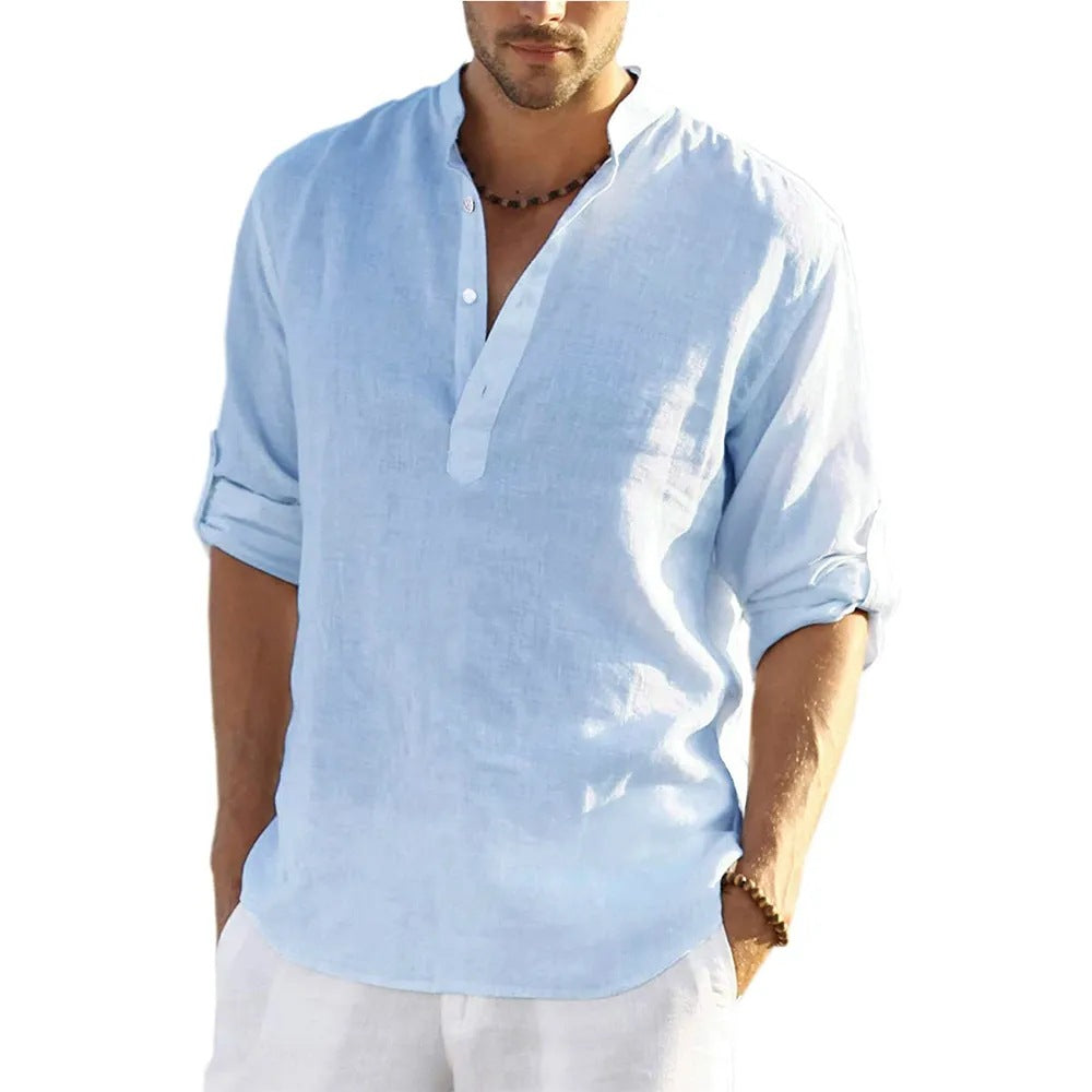 Casual Linen Shirt Solid Color