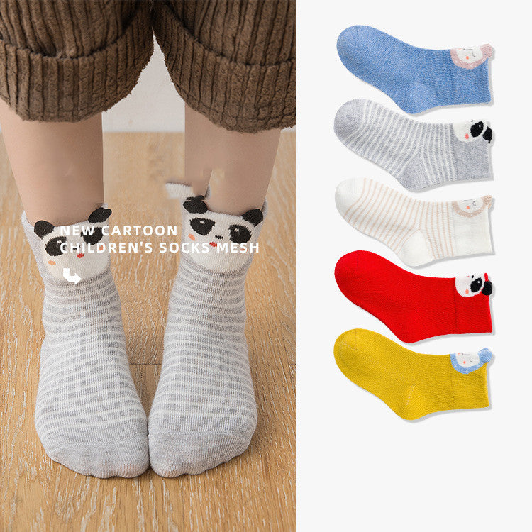 Double Layer Luokou Cartoon Panda Boys And Girls Baby Cotton Socks