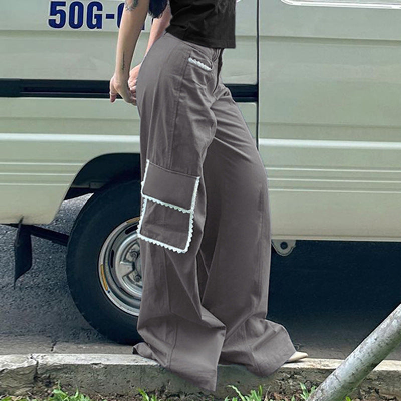 Women's French Contrasting Lace Loose Casual Pants
