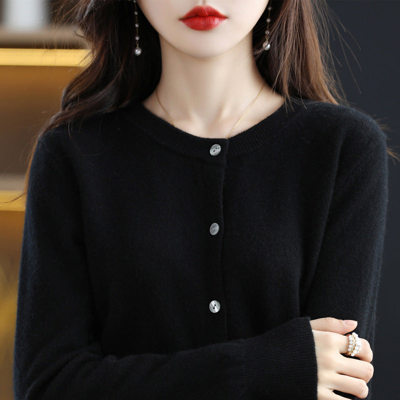New Womens Short Long-sleeved Knitted Cardigan Sweater