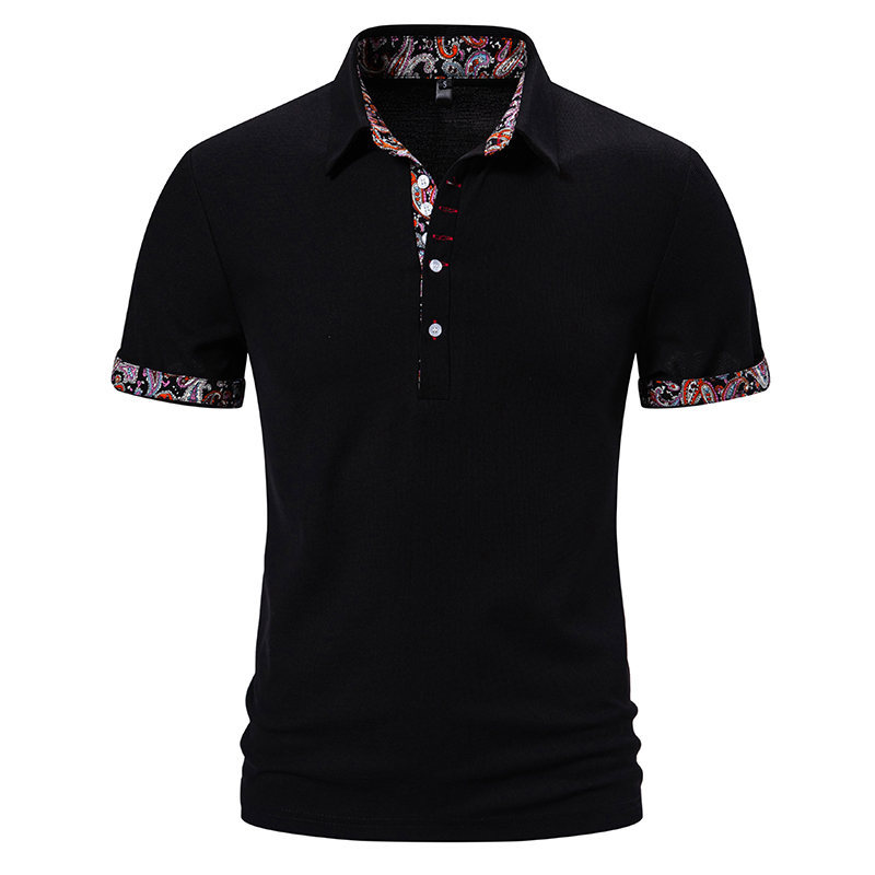 European Size Polo Shirt Men's Color Stitching Turnover Neck Short Sleeve