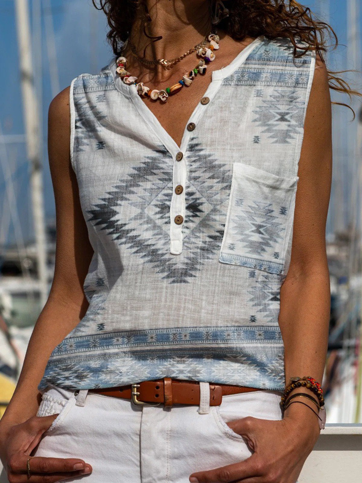 Printed Casual Tank Top Sleeveless T Shirt