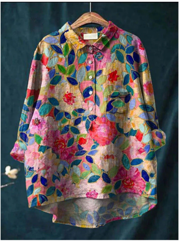 Ladies Fashion New Casual Shirt Animal Print Shirt