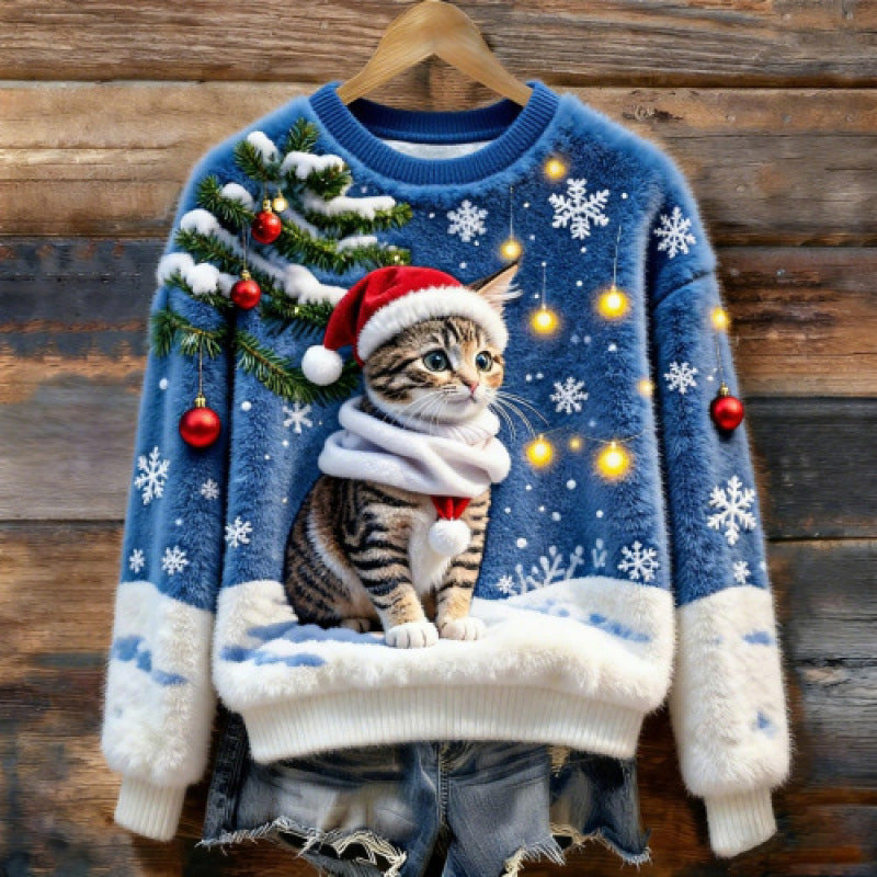 Cross-border Women's Clothing Amazon Independent Station Autumn And Winter Christmas Cute Hooded Sweatshirt Flannel Women's Long-sleeved Shirt