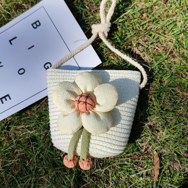Grass Woven Bag For Children's Cute Crossbody