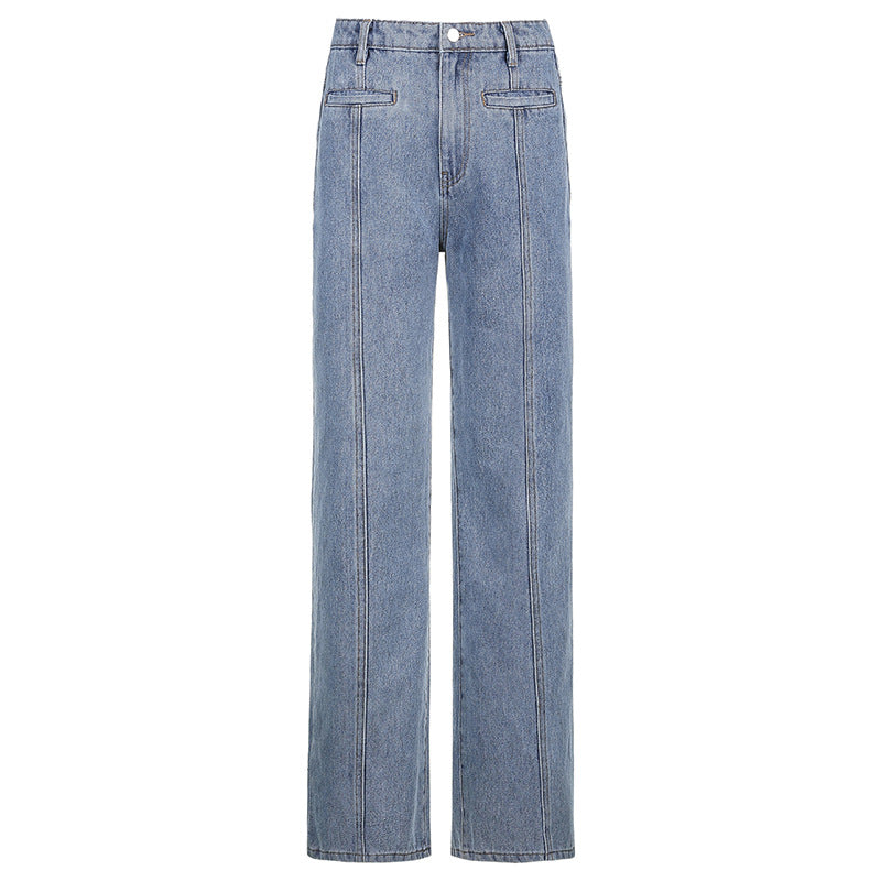 Retro Net Red Five-pointed Star Straight-leg Jeans