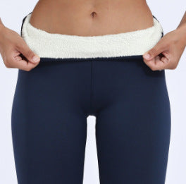 Plush Padded Plain Lamb Velvet Leggings