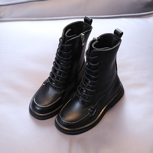 Single Boots All-match British Style Mid-tube Short Boots Medium And Large Children's Boots Children