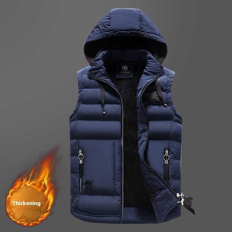 Detachable Hat Fashion Casual Cotton Vest