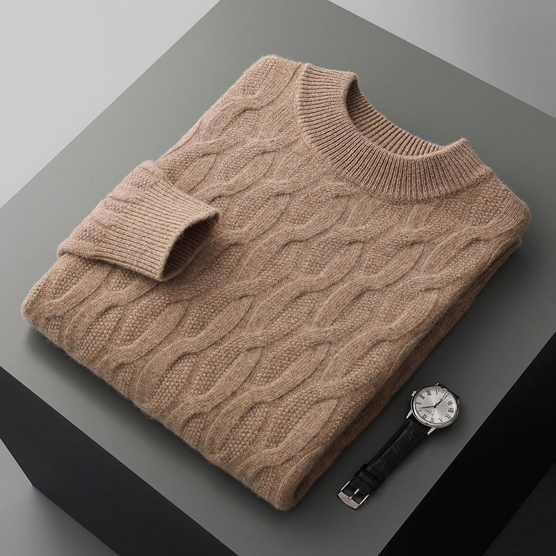 Men's Half Turtleneck Thick Sweater Pullover Knit Shirt