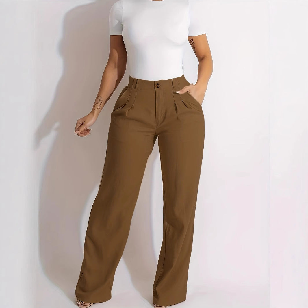 Women's High-waisted Straight-leg Loose-fit Versatile Casual Pants